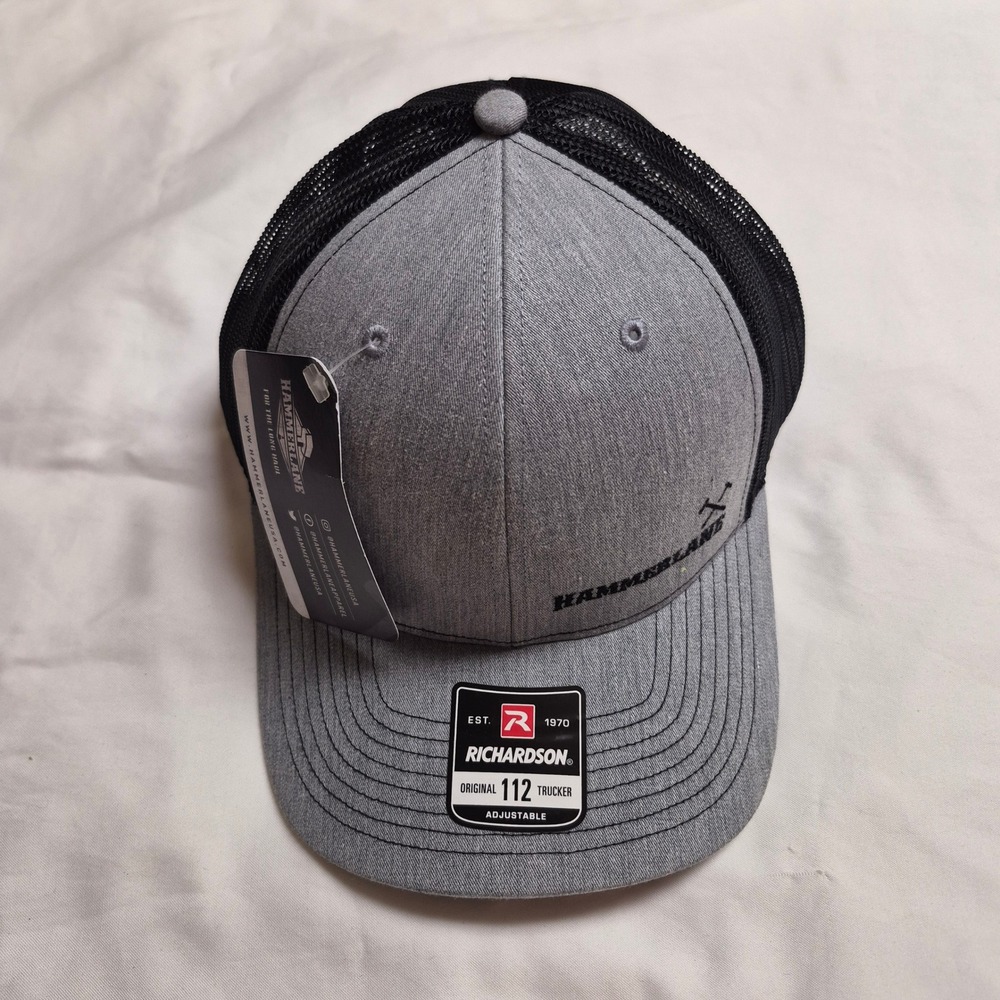 Hammerlane Richardson 112 Trucker Hat Mens Heather Gray Black Snapback Mesh Cap